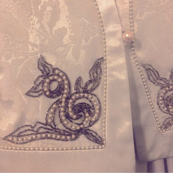 Vintage Light Grey Blue Mother of the Bride Pearl Accent Jacket Dress Sz 12 NWT - Picture 12 of 13